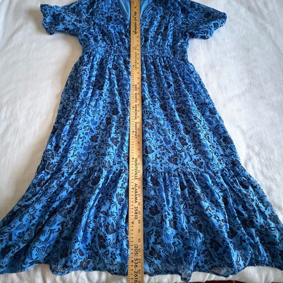 Old Navy Waist-Defined V-Neck Midi Dress Womens XL Floral Smocked Boho Cottage - Picture 6 of 12